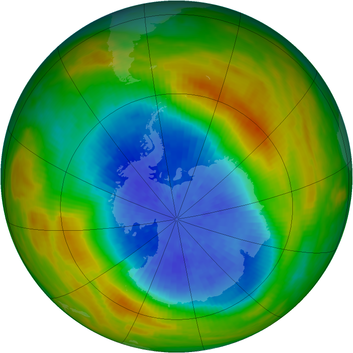 Antarctic ozone map for 25 September 1983